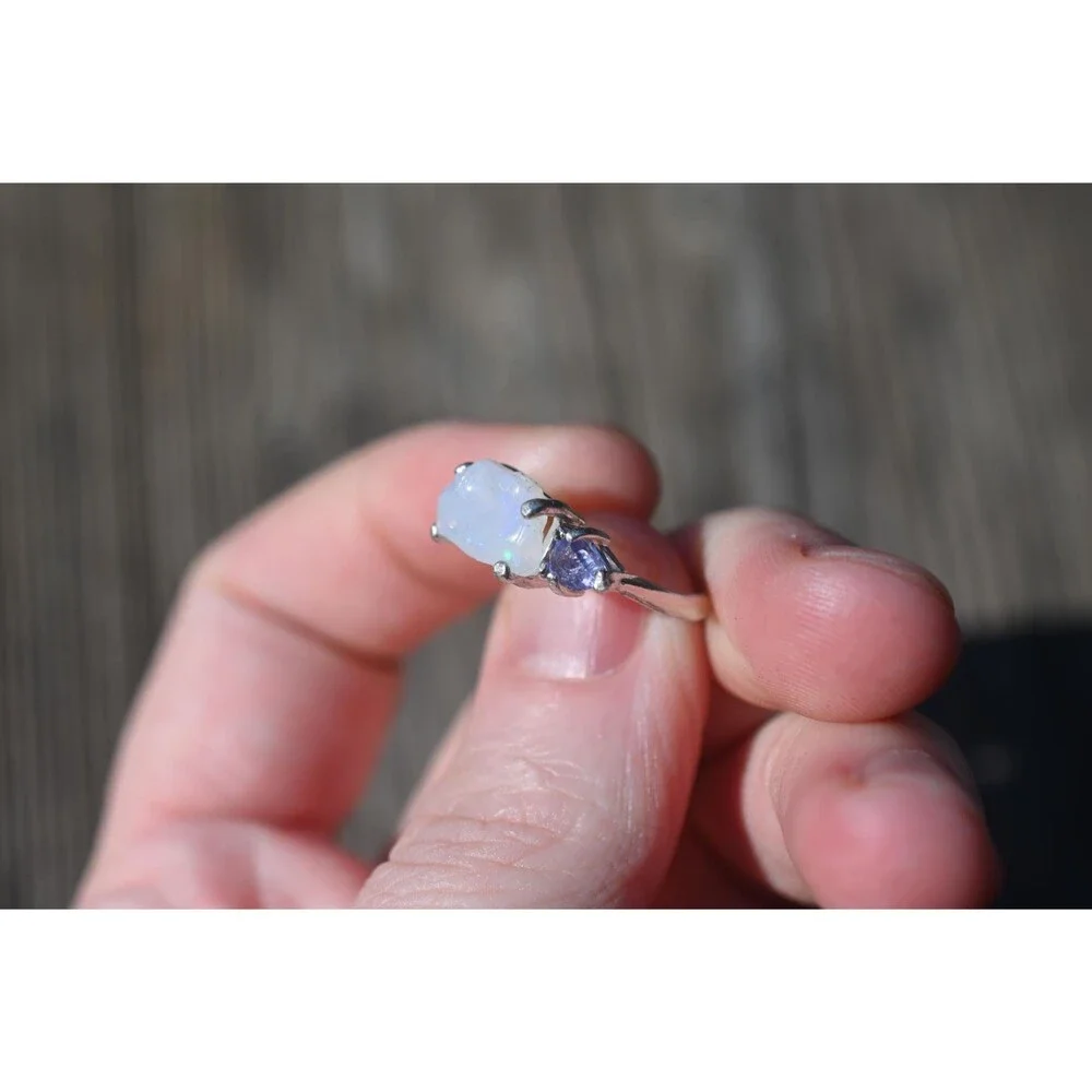 Engagement ring Opal and tanzanite ring American made